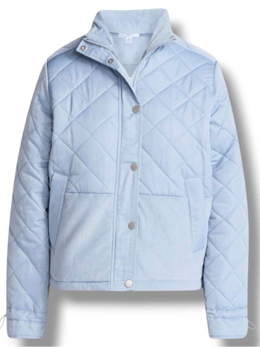 NEW Time & Tru Women’s Mixed Media Puffer Jacket 2X Blue Crest Quilted Corduroy